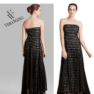 VERA WANG Strapless Gown Lace Striped Size 14